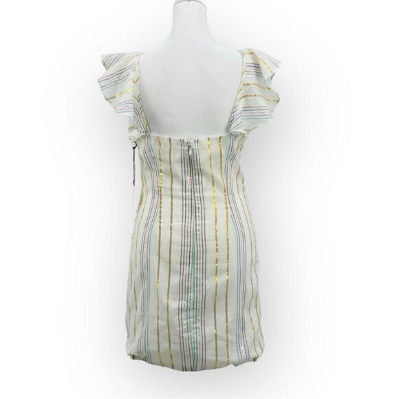 Anthropologie Tularosa Brittany Striped Ruffle Mini Dress in Marshmallow S NWT - Picture 11 of 13